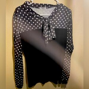 Women’s Zeagoo black and white polkadot long sleeve sweater-XL